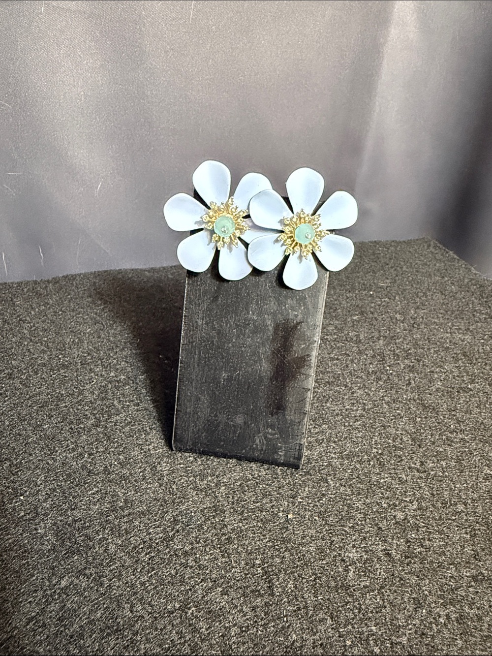 J. Crew Pale Blue Flower Wall Hooks with Gold Centers